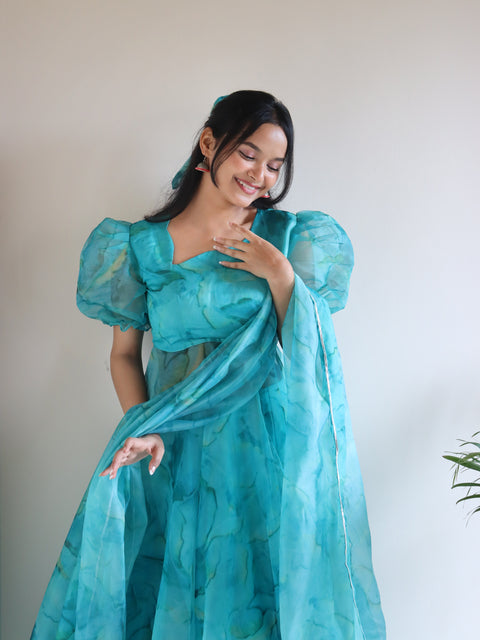sky blue anarkali
