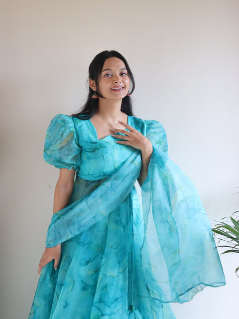 sky blue anarkali