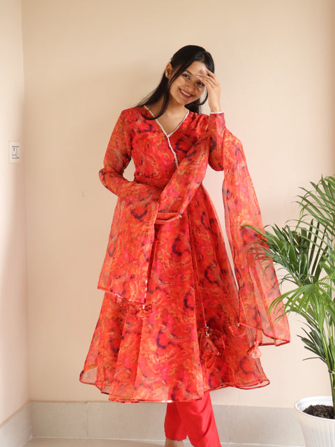 Red Shaded Anarkali