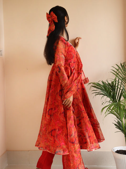 Red Shaded Anarkali