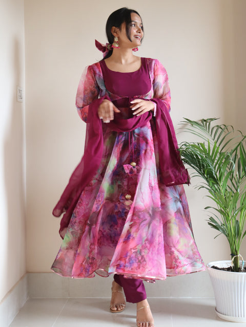 Cherry Coloured Anarkali