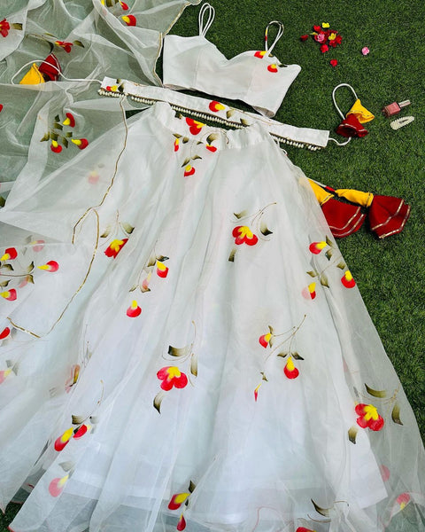 Hand Painted organza Lehenga💕😍