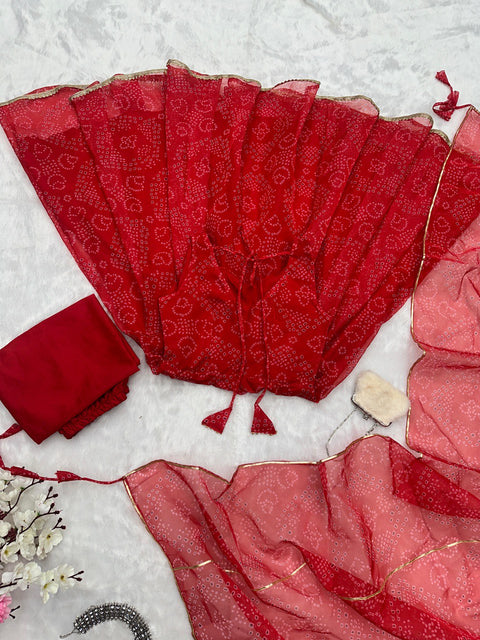 Bandhani Pattern Organza Anarkali