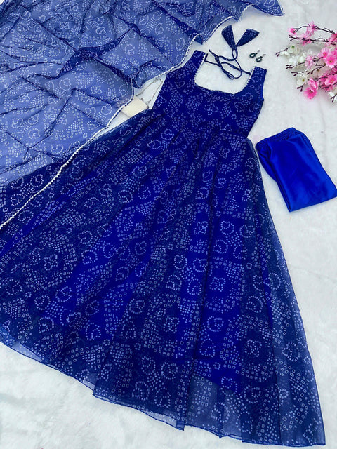 Bandhani Pattern Organza Anarkali