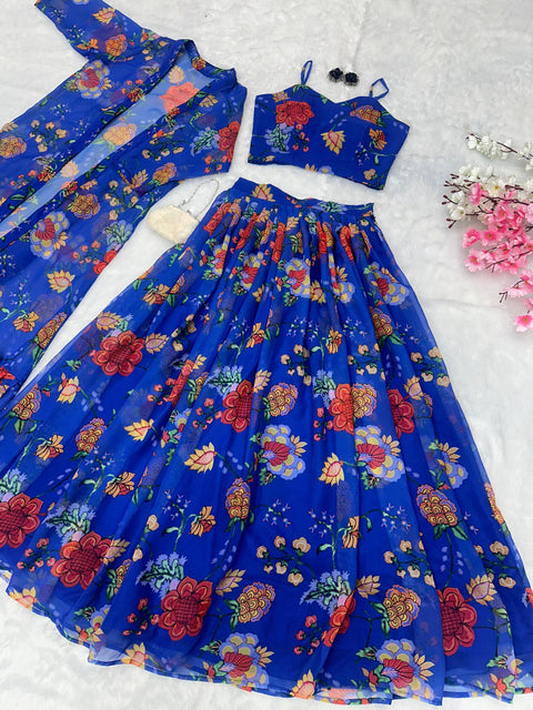 Royal Blue shrug lehnga choli