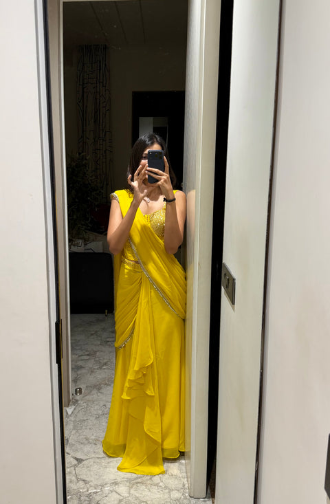 Pre-draped saree