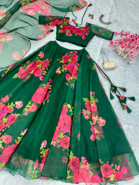 Green Floral Lehenga Choli