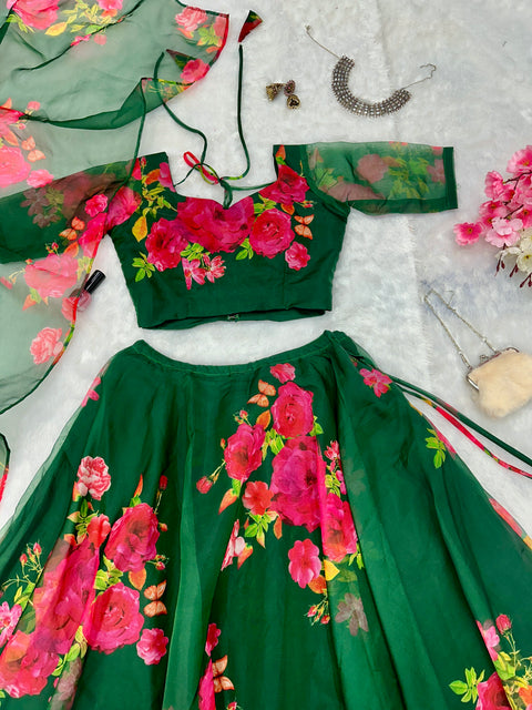 Green Floral Lehenga Choli