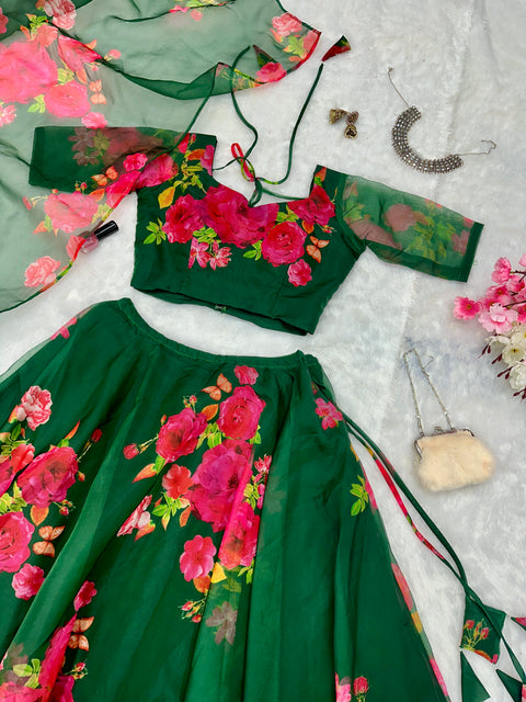 Green Floral Lehenga Choli