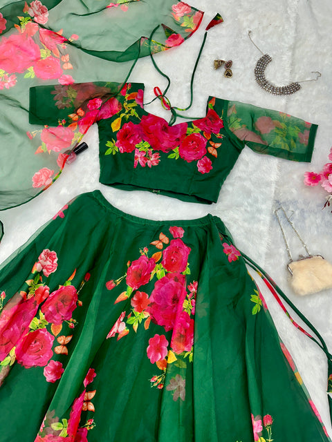 Green Floral Lehenga Choli