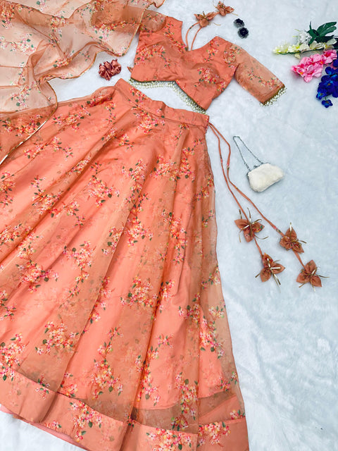 peach pastel lehnga choli