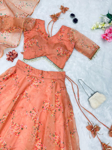 peach pastel lehnga choli