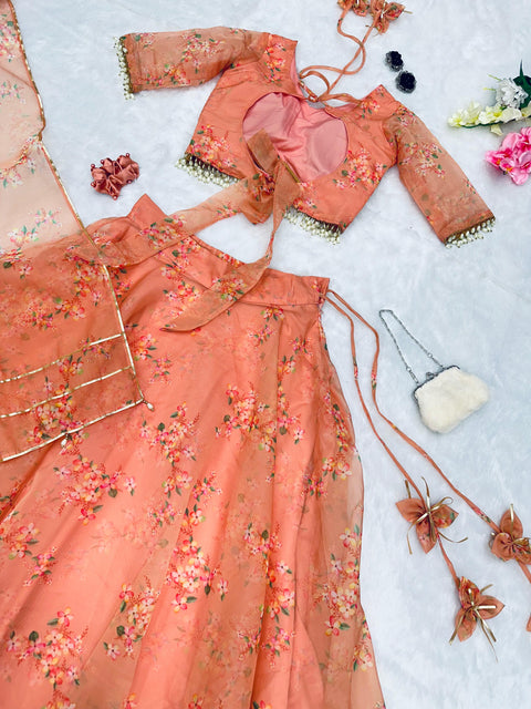 peach pastel lehnga choli