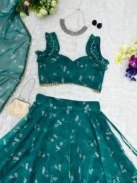 teal green lehnga choli