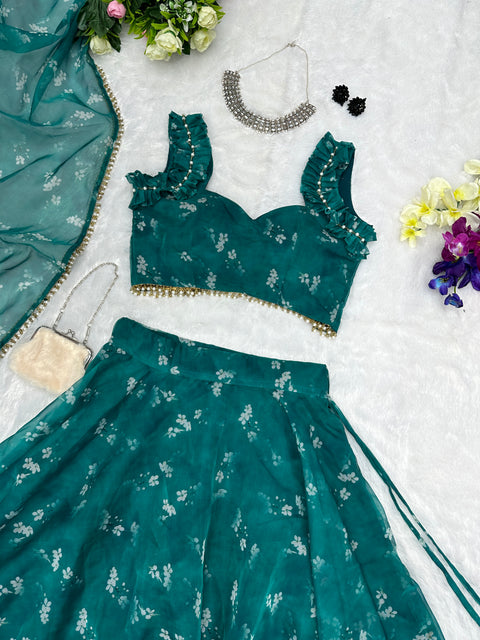 teal green lehnga choli