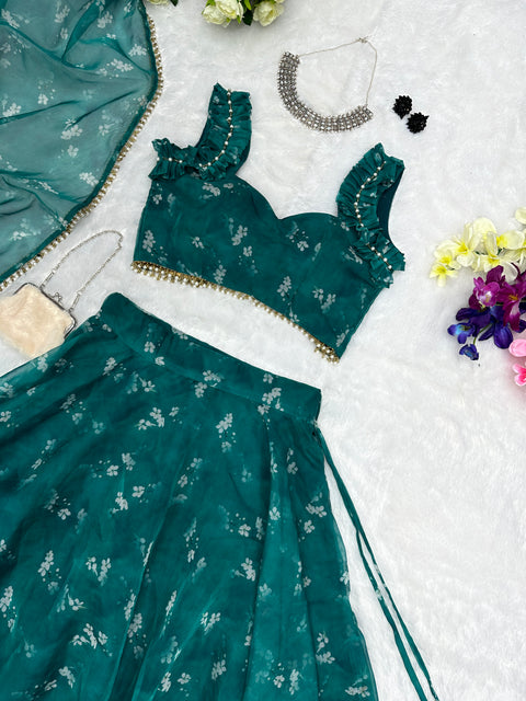 teal green lehnga choli