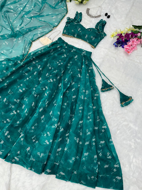 teal green lehnga choli