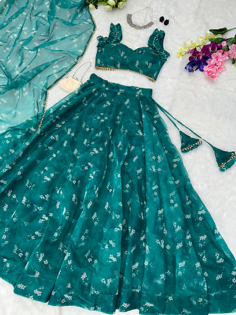 teal green lehnga choli