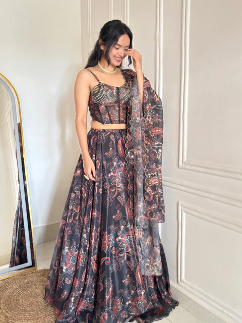 Dream Black Fairy full flair lehnga set
