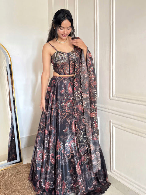 Dream Black Fairy full flair lehnga set