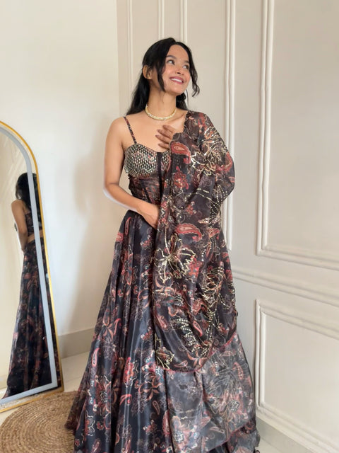 Dream Black Fairy full flair lehnga set