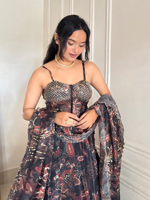 Dream Black Fairy full flair lehnga set