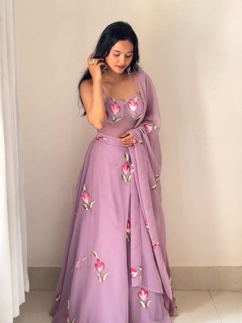 Pretty Pastel Pink lehnga choli