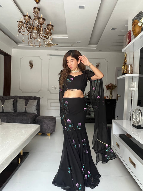 Black Fishcut Hand painted Outfit