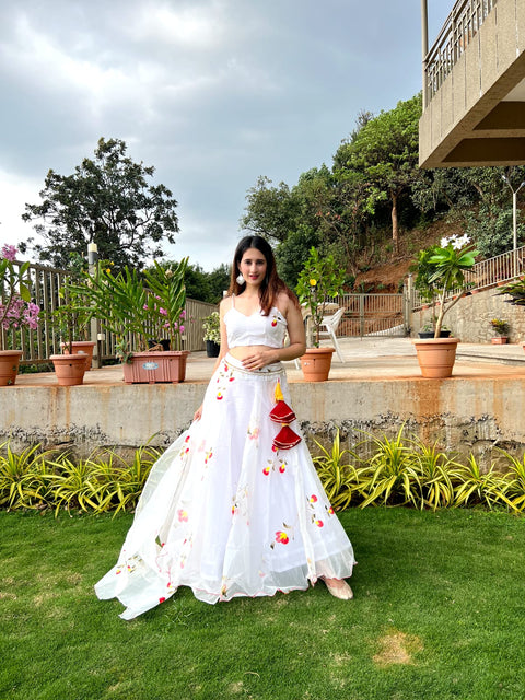 Hand Painted organza Lehenga💕😍
