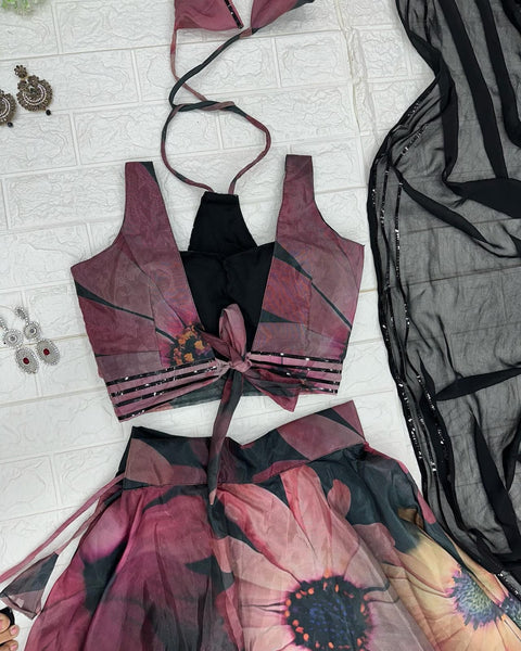 Black-Wine Lehnga choli