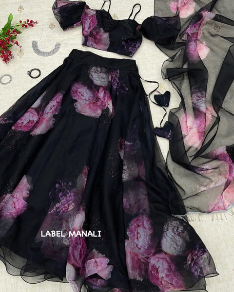 Lehenga Choli with Baloon Sleeve blouse💙