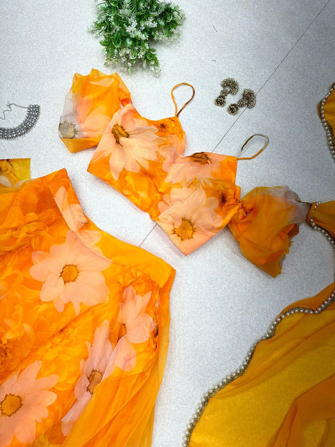 Haldi Baloon Style Sleeves Lehnga