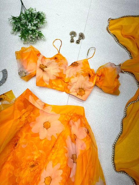Haldi Baloon Style Sleeves Lehnga