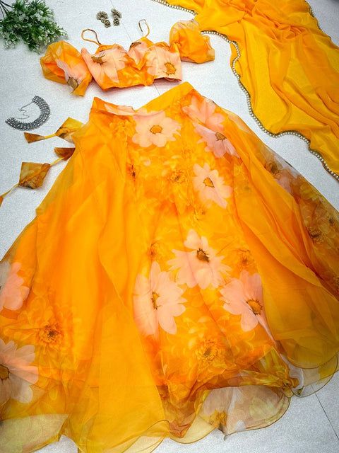 Haldi Baloon Style Sleeves Lehnga