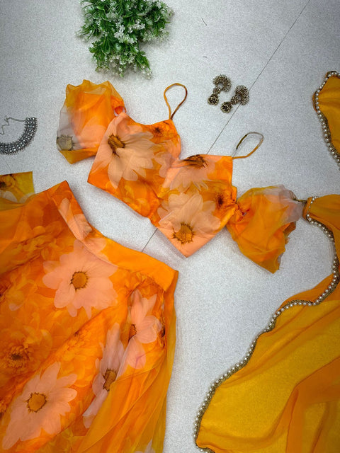 Haldi Baloon Style Sleeves Lehnga