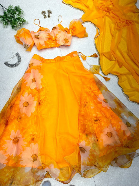 Haldi Baloon Style Sleeves Lehnga