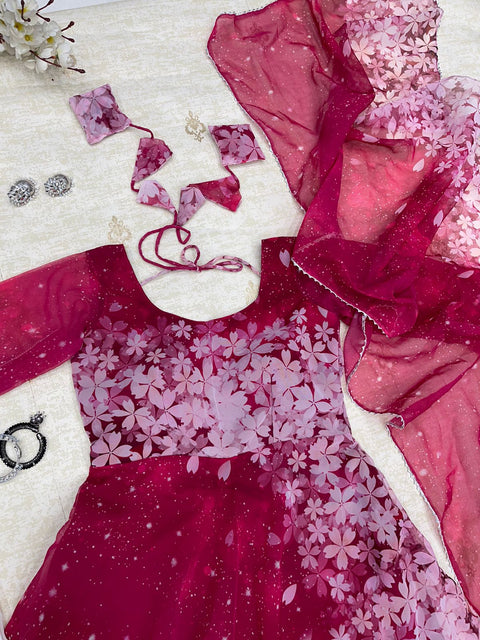 Maroon Snow Flower Gown