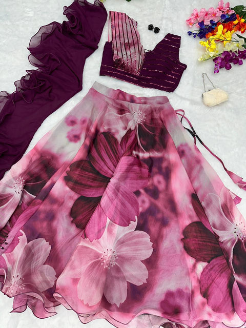 Trendz Strip Design Lehnga