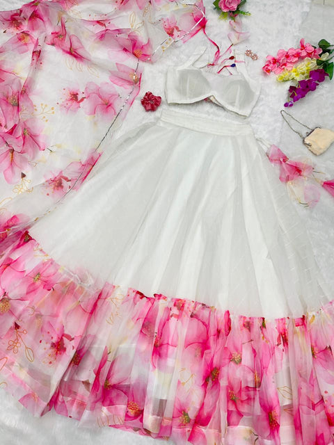 Pink/White Lehnga