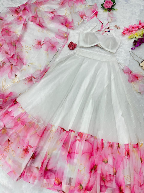 Pink/White Lehnga