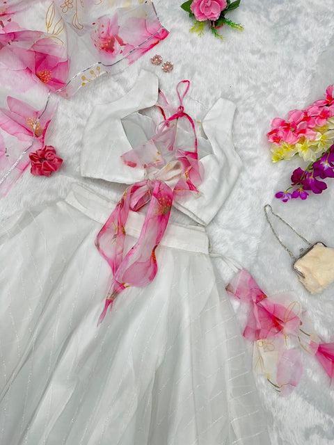 Pink/White Lehnga