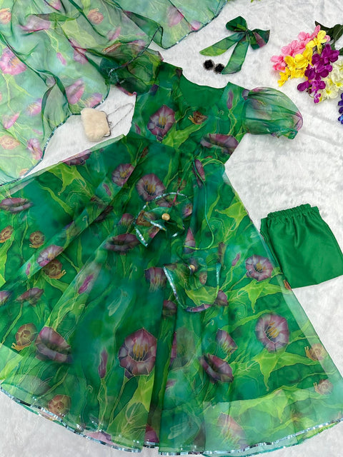 Green Water Lily Anarkali
