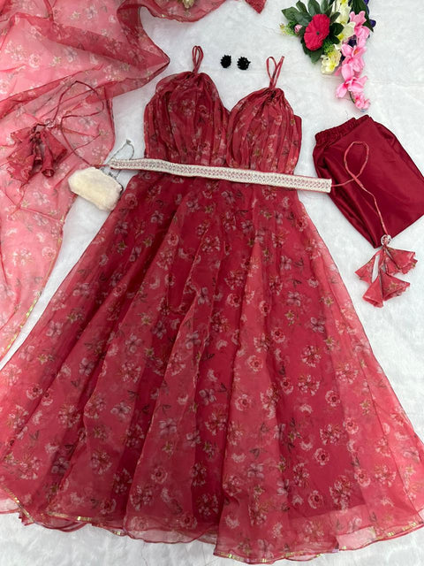 Designer Anarkali Suit with belt