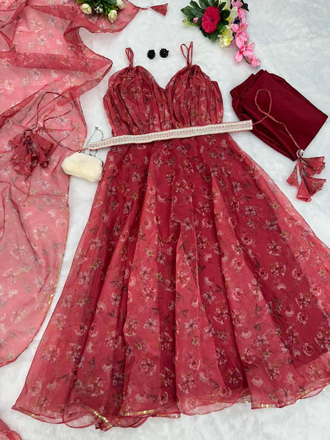 Designer Anarkali Suit with belt