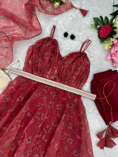 Designer Anarkali Suit with belt