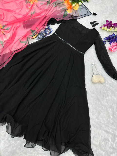 Georgette Stitched Gown