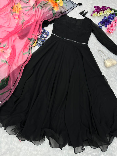 Georgette Stitched Gown