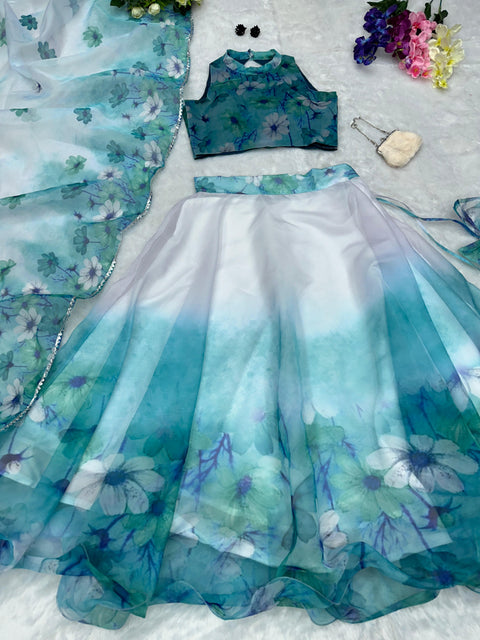 Beautiful Pink/Cream Flower Lehnga