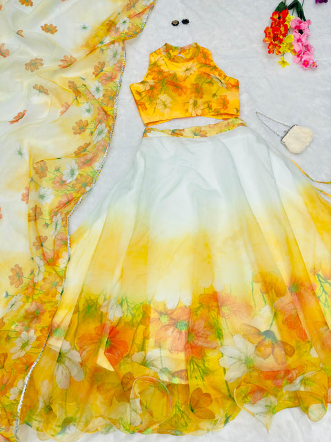 Beautiful Pink/Cream Flower Lehnga