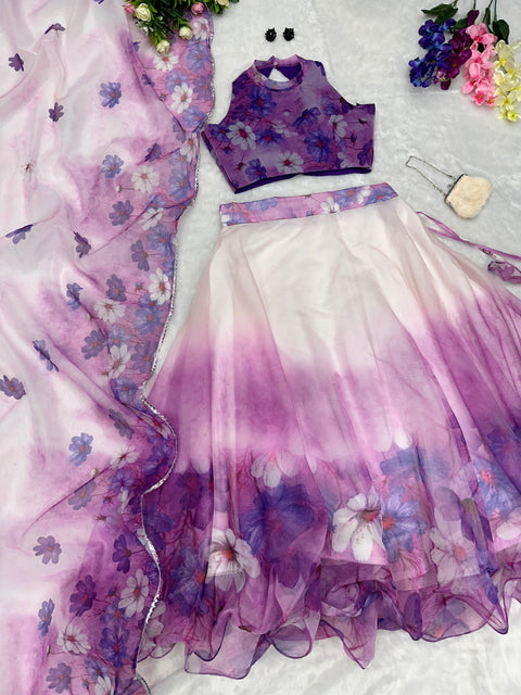 Beautiful Pink/Cream Flower Lehnga